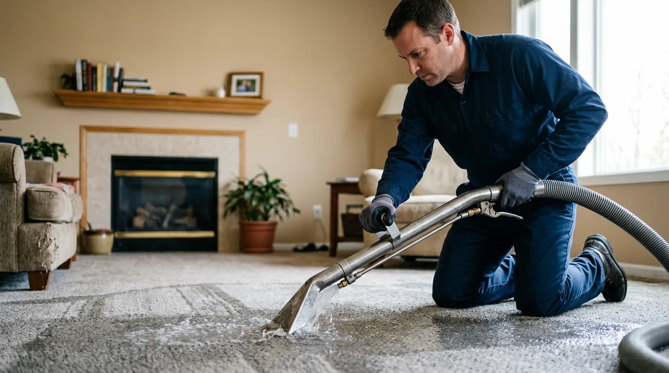 Water damage restoration technician working near Clinton, AR